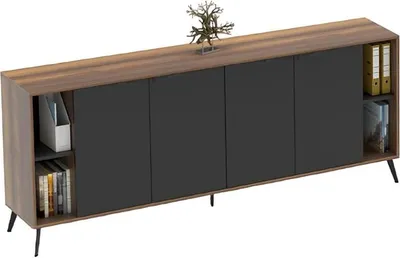 Image de Sideboard Kommode Büroschrank Aktenregal Arbeitszimmer Braun Schwarz