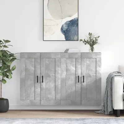 Produktbild von vidaXL Wandschränke 2 Stk. Betongrau Holzwerkstoff