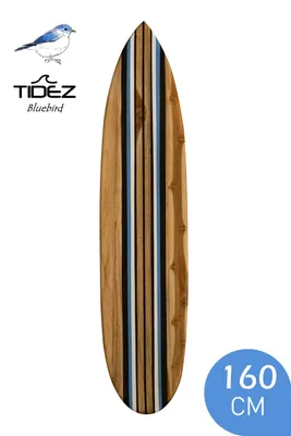 Produktbild von Tidez Surfbrett Dekoration - Surfbrett aus Holz - Surfbrett Dekoration - Bluebird 160cm