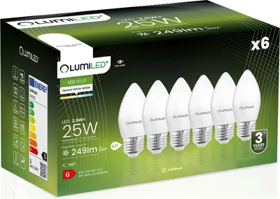 Produktbild von LUMILED B35 E27 LED Lampe 2,5W (ersetzt 25W), 249 Lumen, Kerze Milch Glas Leuchtmittel in Kerzeform 4000K Neutralweiß Birne Lampen 180° Grad Abstrahlwinkel LED Lampenn Kerzenbirnen 6er-Pack