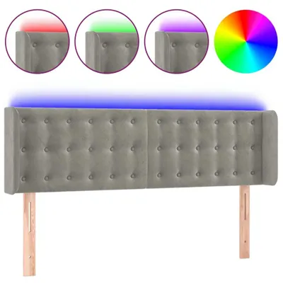 Produktbild von vidaXL LED Kopfteil Hellgrau 147x16x78/88 cm Samt