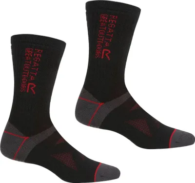 Image de Regatta - Chaussettes de bottes pour homme/femme Unie - Randonnée(pack de 2) RG5986 (43 EU - 47 EU) (Noir/Rouge foncé)