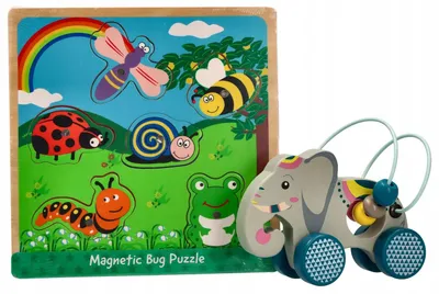 Produktbild von Lelin Holz-Puzzle mit Angelspiel & Motorikschleife Elefant
