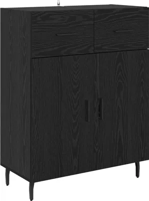 Image de vidaXL Sideboard noir imitation chêne 69,5 x 34 x 90 cm Bois composite