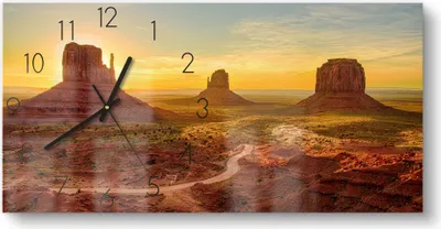 Produktbild von DEQORI Glasuhr 60x30 cm Zahlen 'Sandsteinformationen' Wanduhr Glas Uhr Design leise