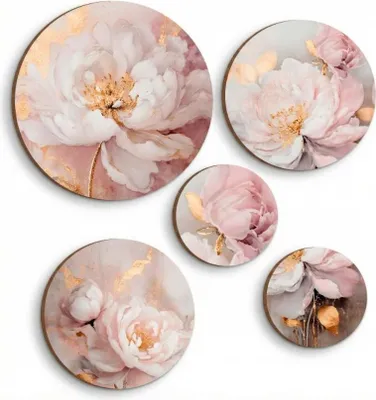 Zdjęcie produktu dla Okrągłe obrazy na ścianę Oryginalne dekoracje ścienne do salonu Glamour-Rosen