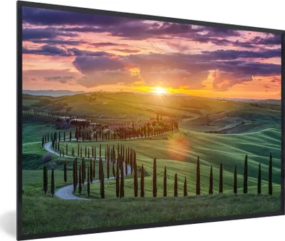 Produktbild von MuchoWow® MuchoWow® Gerahmtes Poster Italien - Sonnenuntergang - Toskana 60x40 cm - Poster mit zchwarzem Bilderrahmen - Printing - Wanddeko Schlafzimmer