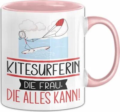 Produktbild von Kitesurferin Geschenk Tasse Becher Die Frau Die Allen Kann Geschenkidee für eine Kitesurferin Lustig (Rosa)