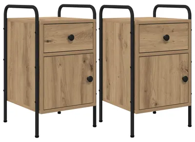 Image de Table de chevet 2 pc Chêne artisanal 35 x 36,5 x 61 cm