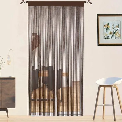 Image de Rideaux moustiquaires pour portes - décorations de séparation de pièce - panneau chambre salon armoire porte rideau - café - 90 x 200 cm rideau