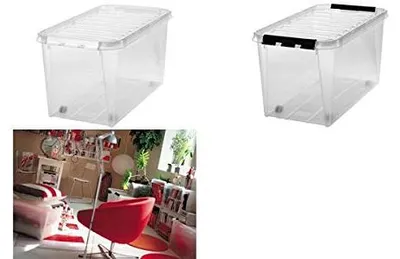 Aufbewahrungsbox Classic 70 L transparent mit Rollen