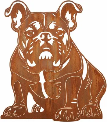 Produktbild von Edelrost Amerikanische Bulldogge - Rost Deko Hund Rostfigur Gartendeko für Draußen - stabile Metall Gartenfigur aus Stahl - Wetterfest für Beet Terrasse - 41x31 cm