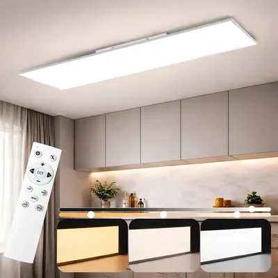 Produktbild von ZMH LED Panel Deckenleuchte 100x25cm Paneelleuchte mit Fernbedienung 24W Dimmbar Wohnzimmerlampe Flach Deckenlampe für Büro Küche flur Wohnzimmer Weiß