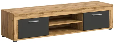 Produktbild von Jam TV Tisch 2 Klappentüren, 2 Regale grau, Eiche Nachbildung.