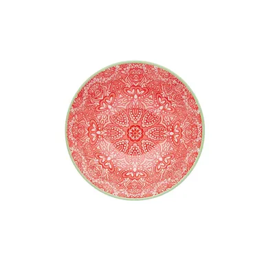Produktbild von Kitchencraft Schalen mit Blumenmuster, 15,5 cm (6 ") (Set of 4), Keramik, rot/rosa, 15,5 x 15,5 x 7,5 cm (5,5 x 15,5 x 7,5 cm)