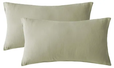Productafbeelding van Musselin Kussenhoezen Set van 2 30x50 cm in Mistsage
