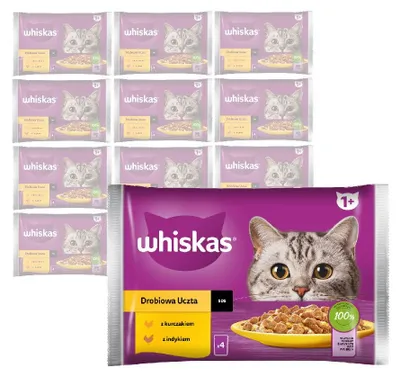 Produktbild von WHISKAS Adult Geflügel Festmahl 52x85g Katzenfutter in Sauce Hähnchen Pute