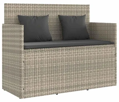 Produktbild von vidaXL Gartenbank mit Kissen Hellgrau Poly Rattan
