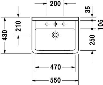 Produktbild von Duravit Duravit Waschtisch STARCK 3 m ÜL HLB 1 HL 550x430mm we WG