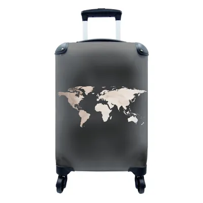 Produktbild von MuchoWow® Koffer Handgepäck Trolley Rollkoffer Kleine Reisekoffer mit 4 Rollen - Weltkarte - Aquarell - Braun - Cabin Size < 55x40x23 cm & 55x40x20 cm - Fotokoffer - Kabinenkoffer - Boardgepäck - Reise-Box - Reisekoffer - Reisegepäck - Koffer mit Bild - Trolley für Kinder