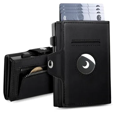 Produktbild von Herren Geldbörse mit Airtag-Fach, Slim Wallet mit Münzfach und RFID-Schutz, Schwarz