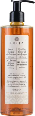 Produktbild von PRIJA Haut & Haar Shampoo 380 ml – 18 Stück – Vitalisierend mit Ginseng, Vegan​