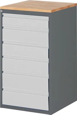 Produktbild von STIER Schubladenschrank Premium mit 6 Schubladen und Buchentop BxTxH 580x650x1035 mm