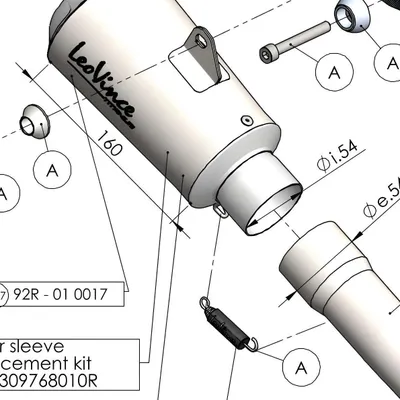 Produktbild von Schalldämpferhülle LeoVince Auspuff-Ersatzteil Hülle Endschalldämpfer, Titanium, 160mm, rechts