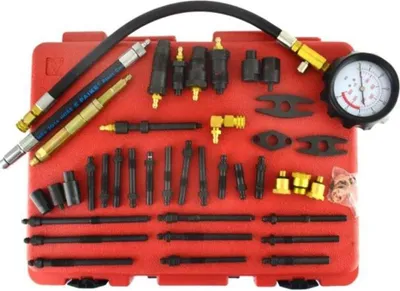 Obrázok produktu pre Tester kompresie motora – Sada manometrov na meranie tlaku vo valci – Benzín a nafta – 0–600 PSI (0–41 bar) – S kufríkom – Nástroje pre automobily