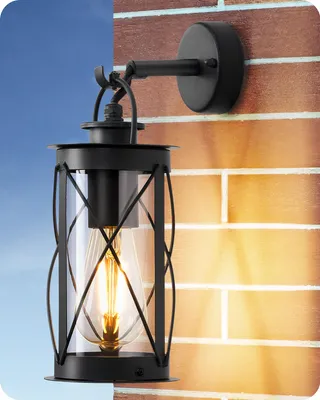 Produktbild von EDISHINE Wandleuchte Außen/Innen, Wandlampe mit Aluminiumrahmen und E27-Fassung, IP44 wasserdicht, Schwarz