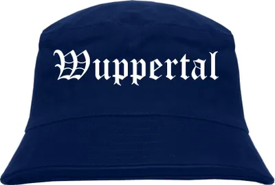 Produktbild von Wuppertal Fischerhut - Dunkelblau - Altdeutsch - bedruckt - Bucket Hat Anglerhut Hut S/M Dunkelblau