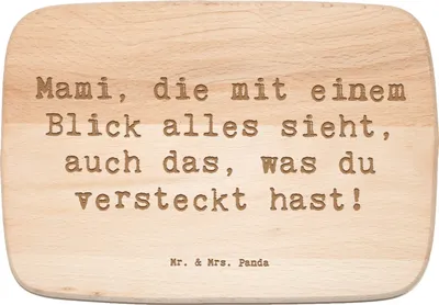 Produktbild von Mr. & Mrs. Panda Schneidebrett Holz Spruch Mami Superkraft - Transparent - Geschenk, massivholzbrett, Küchenbrett, Freude, Holzbrett, Mom, Aufmerksamkeit, Familie