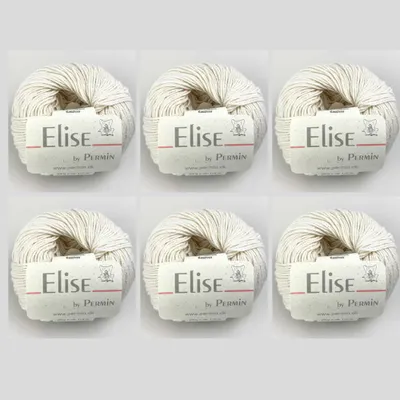 Image de 6 pelotes d'Elise by Permin – Fil n coton et cachemire (25 g/115 m) (09 blanc cassé)