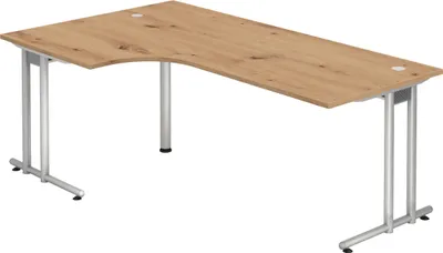 Produktbild von bümö Schreibtisch Serie-N - Nachbildung: Asteiche, Größe: Eckschreibtisch 200 x 120 cm