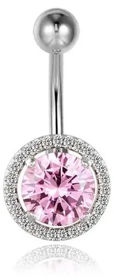 Image de Piercing pour nombril en titane, argenté et rose brillant