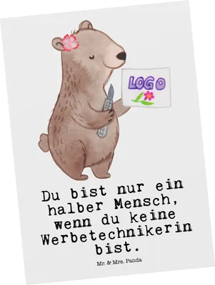 Produktbild von Mr. & Mrs. Panda Postkarte Werbetechnikerin Herz - Weiß - Geschenk, Ansichtskarte, Grußkarte, Ansichtskarten, Postkarten, Fotokarte