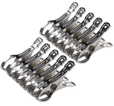 Strandhandtuchclips, Edelstahl, 10er-Pack, 11 cm, winddicht