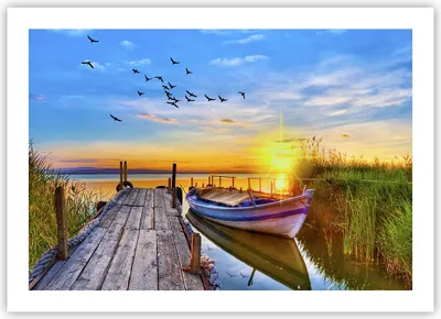 Produktbild von Poster - Poster ohne Rahmen - See Boot Wasser - 70x50 cm - Wand Bild - Wanddeko - Wandbilder - Kunstposter - Wandposter - Bilder - Kunstdruck - Wanddekoration - Wandbild - P2XAA70x50-3983
