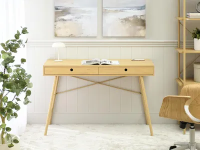 Produktbild von Skandinavischer Schreibtisch BARAK aus Eiche mit 2 Schubladen, 120x76x48 cm