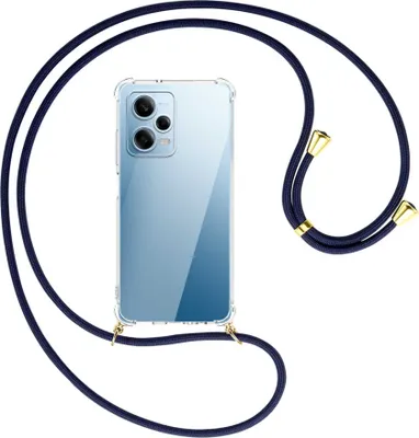 Produktbild von Handykette Backcover-Schutzhülle mit Band (Metall goldfarben) für Xiaomi Redmi Note 12 Pro (6.67'') - dunkelblau