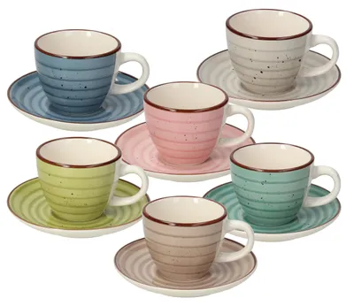 Kaffeetassen 6er-Set, 90 ml, Keramik, weiß, mikrowellengeeignet