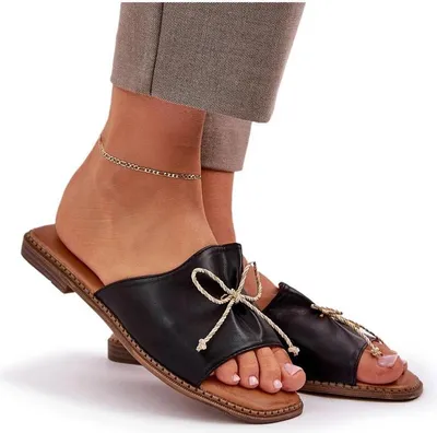 Produktbild von Flache Sandalen Mit Dekorativem Bogen Schwarze Deonelis 39