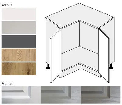 Image de Meuble d'angle EB-D12/90 à 2 portes, 90 x 90 cm, couleur et équipement au choix
