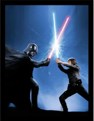 Produktbild von Star Wars - Gerahmtes Poster "Luke Vs Vader" PM9381 (45 cm x 35 cm x 1,7 cm) (Blau/Schwarz)