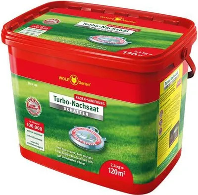 Produktbild von Wolf Garten Turbo Nachsaat Schatten Rasensaatgut L-RS120 für 120m²