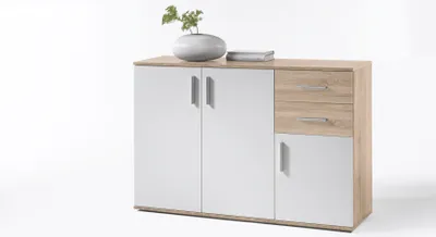 Produktbild von BOBBY-Kommode 2 - Korpus/Schubkästen Sonoma Eiche Nachbildung / Front Weiss Nachbildung - BHT ca. 120 / 82 / 35 cm