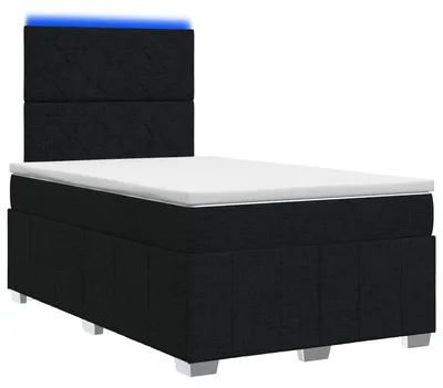 Produktbild von vidaXL LED Boxspringbett mit Matratze Schwarz 120 x 190 cm Stoff