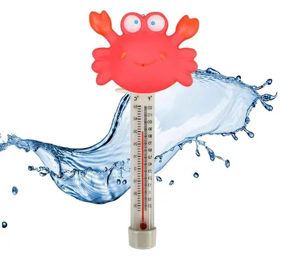 Obrázok produktu pre Teplomer do bazéna – plávajúci teplomer – meranie teploty vody – dizajn s motívom karikatúry – 10 centimetrov – krab