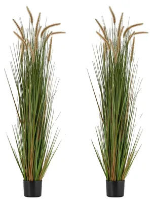 Produktbild von VEVOR Kunstrasenpflanze, 1194mm Schilfblumen-Gras im Topf, Premium PVC Kunstpflanze für Innen- und Außenbereich, Hausgarten, Bürodekoration, Einweihungsgeschenk, 1 Packung Grün, 2 Stück-149,9 cm-Pferdeschwanzgras