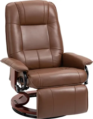 Produktbild von Relaxsessel, 145° neigbar, verstellbare Fußstütze, Kunstleder, 360° drehbar, bis 120 kg, Braun